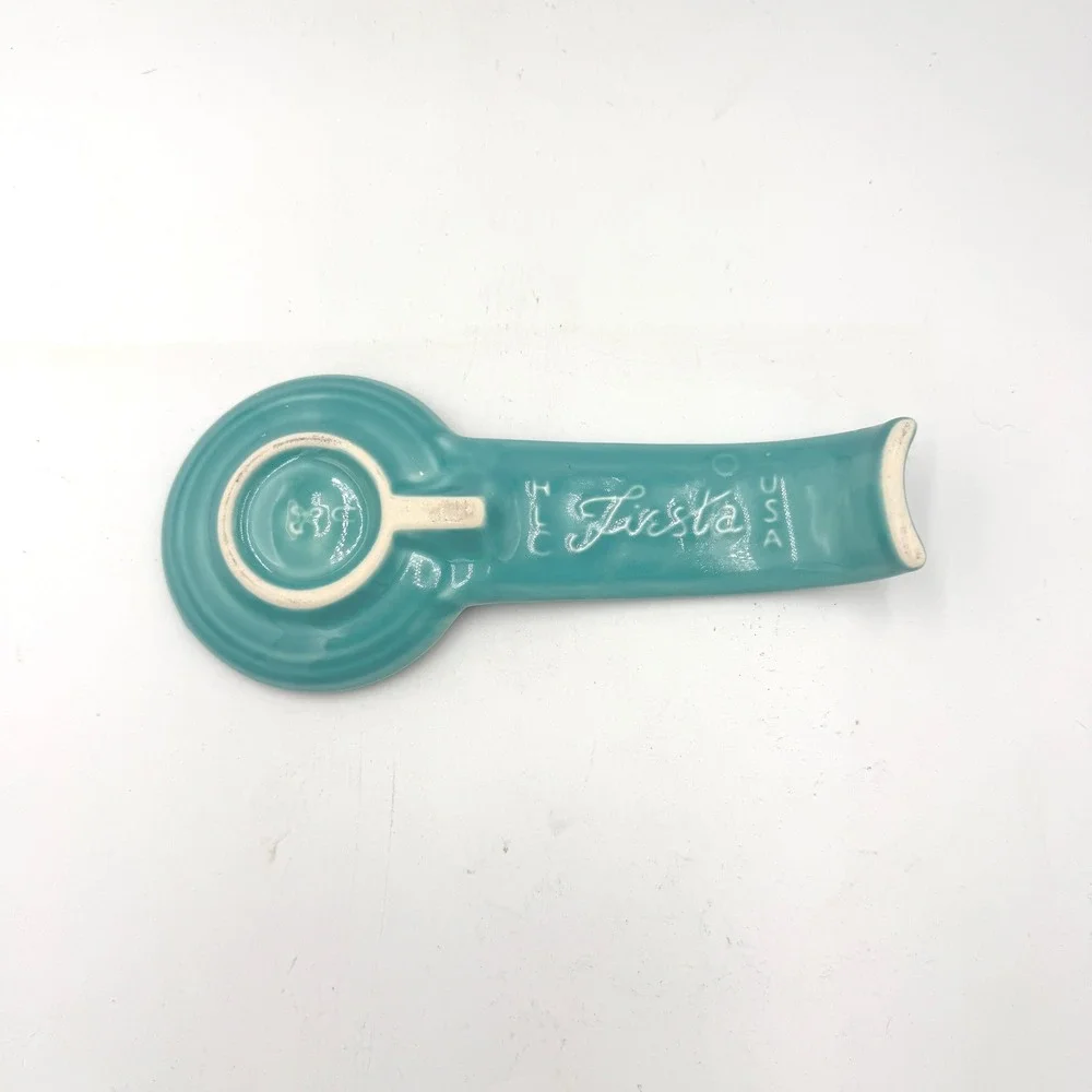 Fiesta Spoon Rest Turquoise Ceramic Kitchen Tool Teal Blue USA Made U58